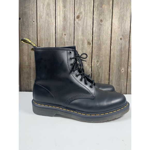 Dr. Martens 1460 Leather 8-Eye Lace-Up Boots, Blk w/Yellow Stitching, EUC, M11 main image 5